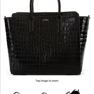 Ralph Lauren black crocodile leather bag that’s big enough for laptop. Tags/NEW